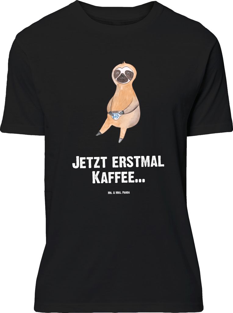 Mr. & Mrs. Panda Größe XL T-Shirt Faultier Kaffee - Schwarz - Geschenk, Morgenmuffel, Shirt, Tshirt, Coffee, mit Spruch