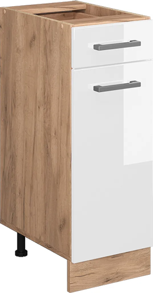 Mobile Base Vicco R-Line 30 cm Bianco Lucido e Rovere - Design Moderno