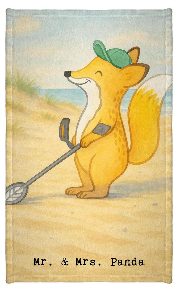 Mr. & Mrs. Panda Handtuch Fuchs Metalldetektor Design - Weiß - Geschenk, Frotteetuch, Schatzsuche, Baumwollhandtuch, Sondengänger, badezimmer, fr...