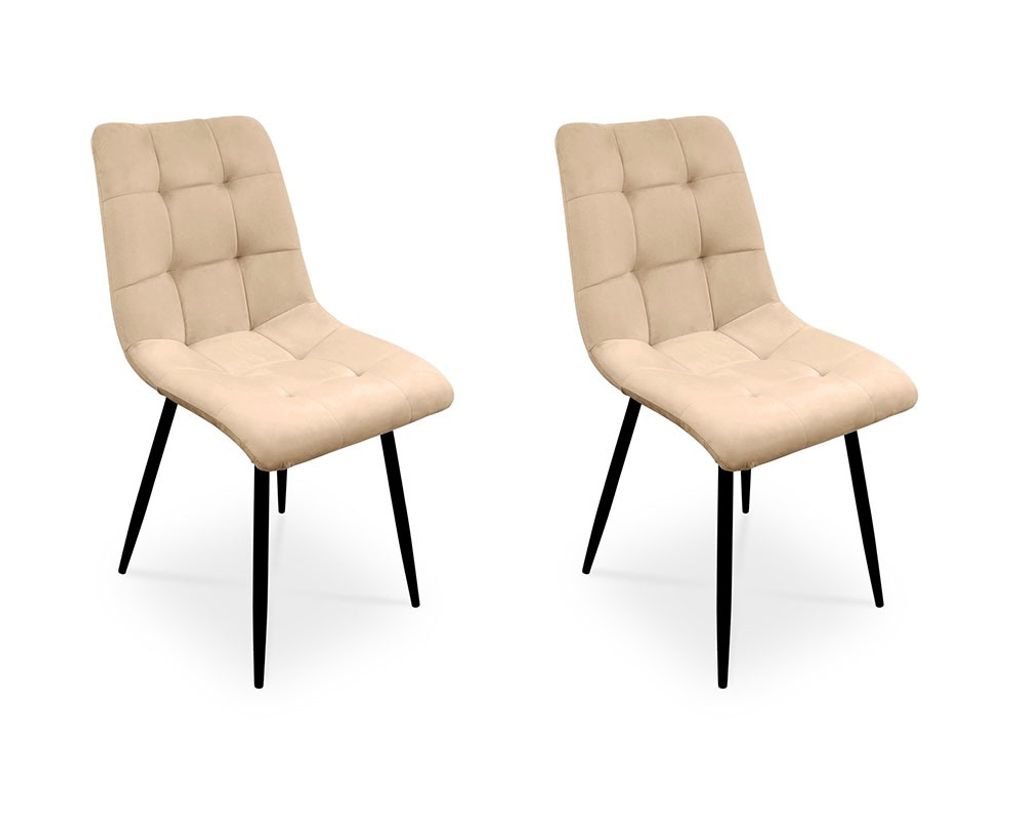 Bettso -2 x Esszimmerstühle 2er Set Esszimmerstuhl Küchenstuhl Polsterstuhl Design Stuhl mit Rückenlehne, mit Sitzfläche aus Samt, Gestell aus ...