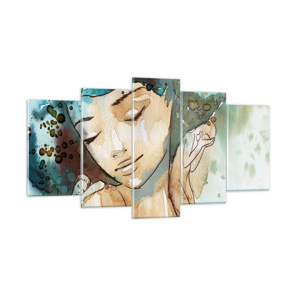 Bilder auf glas - Frau modern - 160x85cm - Glasbilder - Wandbilder - Bilder - Kunstdruck - zum Aufhängen bereit - Wanddekoration aus Glas - Glas B...