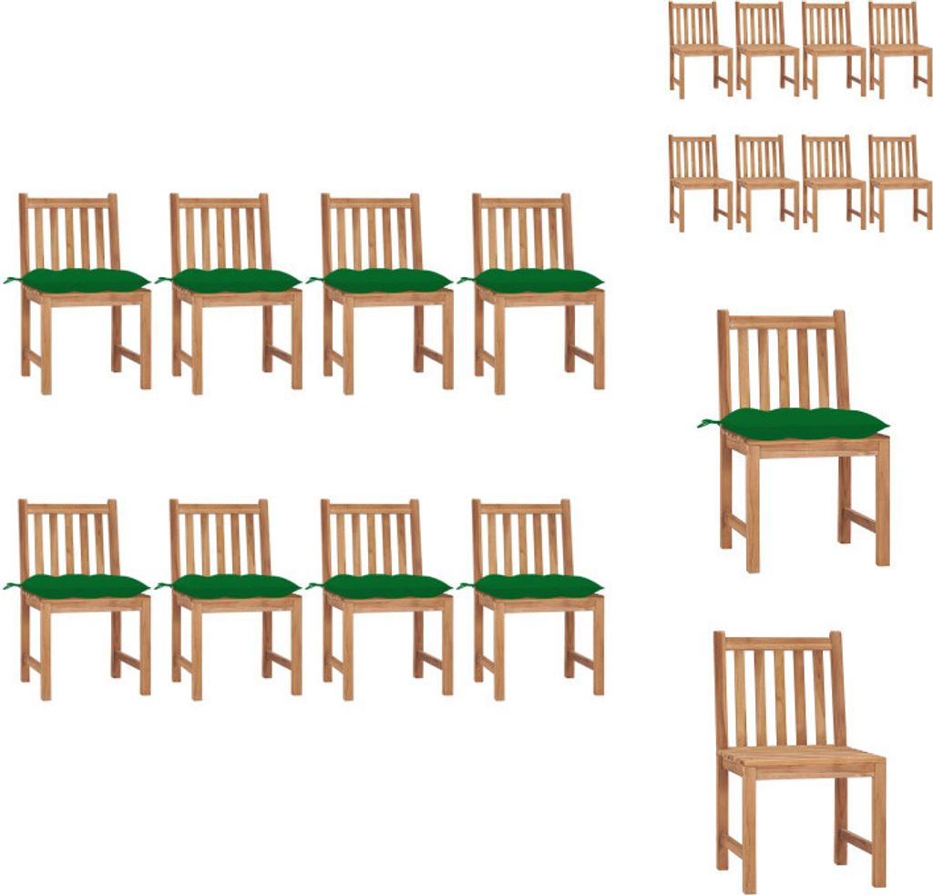 vidaXL Gartenstühle 8 Stk. mit Kissen Massivholz Teak - Gartenstühle