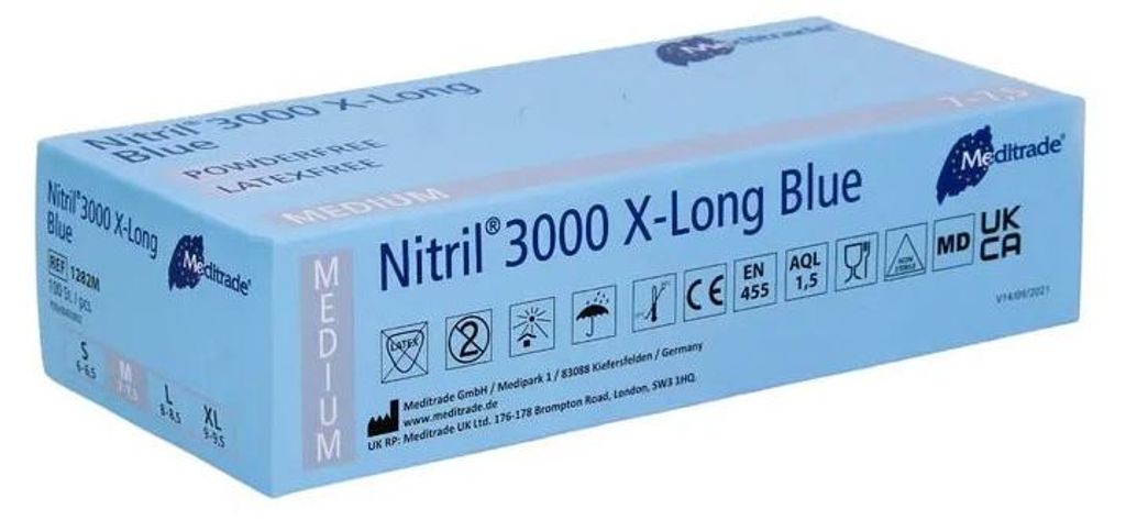 Nitril 3000 Unt.Handschuhe unsteril M x-Long Blue 100 St Produktbild 