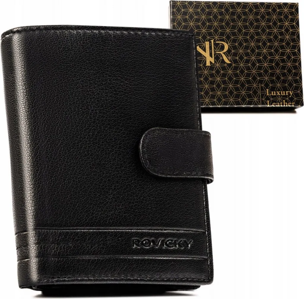Rovicky RN4LGAT Portafoglio RFID Anti-Clonazione in Pelle Nera