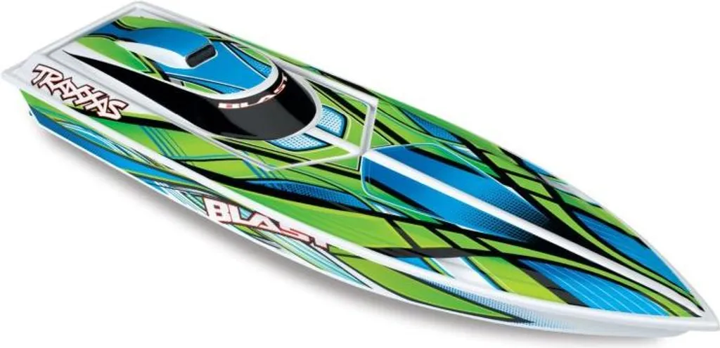 Bateau de course Traxxas Blast blanc et vert TRX38104-8GRN de 23 pouces