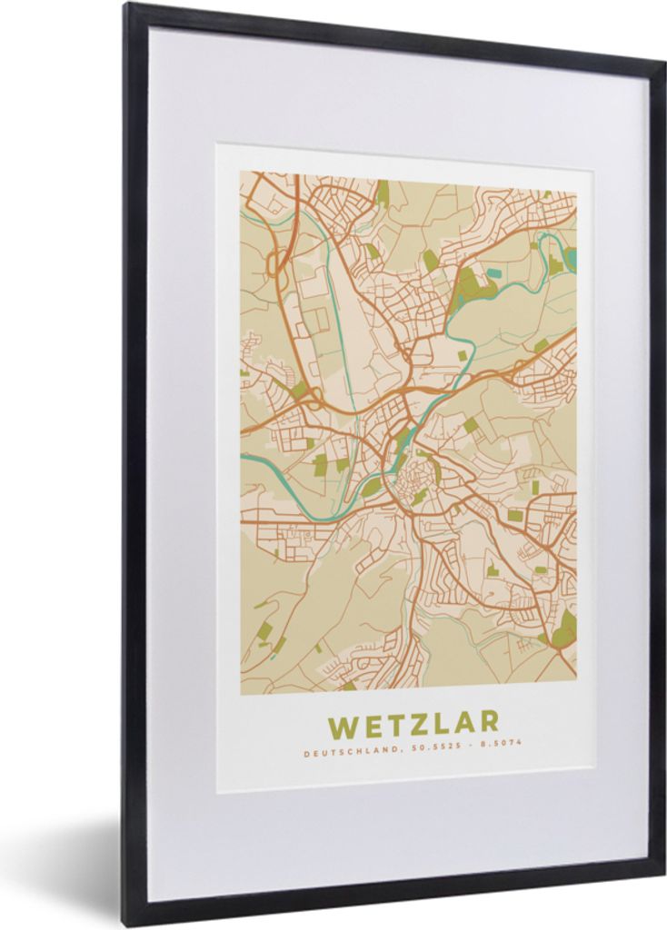 MuchoWow® Gerahmtes Poster Stadtplan - Wetzlar - Vintage - Produktbild 