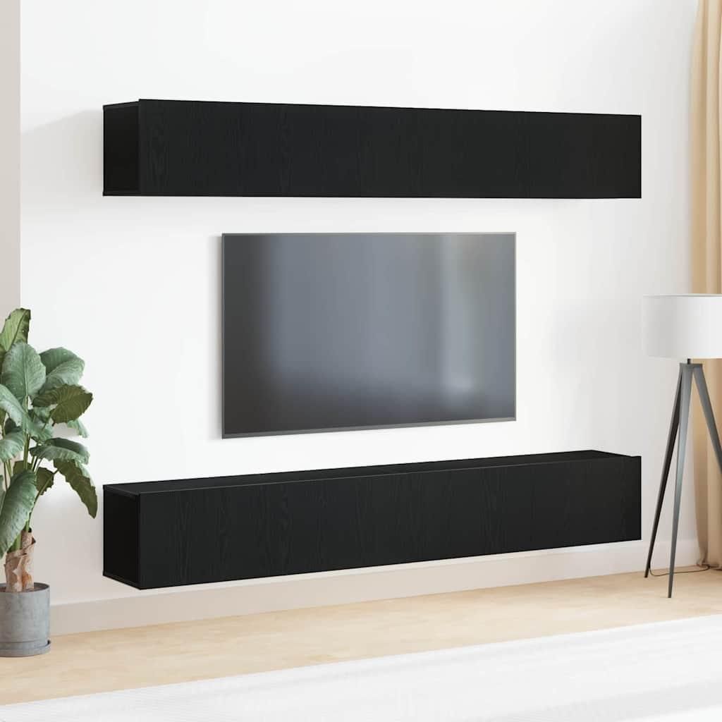 Maison Exclusive - TV-Schrankset 4 pcs Schwarz Eichen-Optik 100 x 30 x 30 cm
