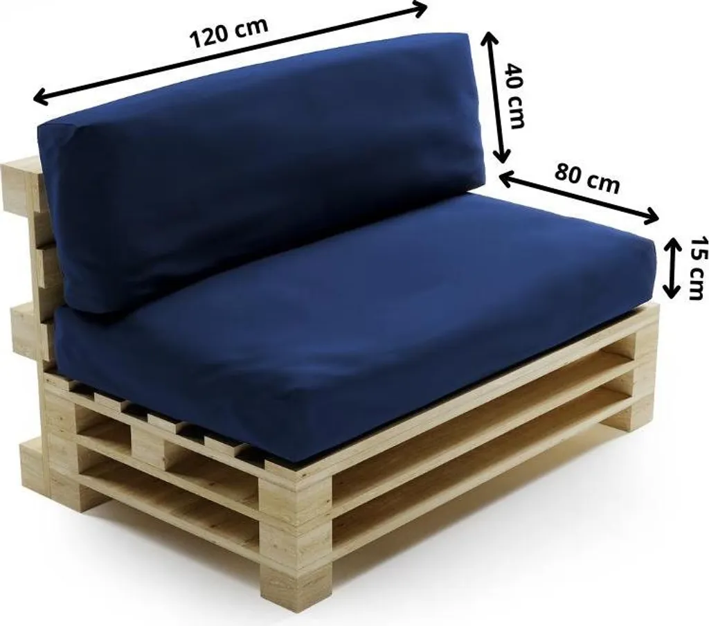 Offerta Lotto 2 Cuscini per Pallet BANANAIR Blu Sfoderabile 120x80x40 - 3