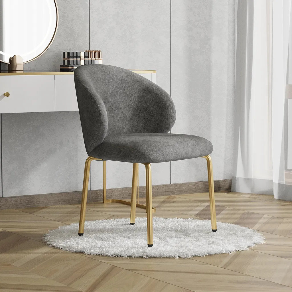 Sedia da Pranzo Fliek Design: Ergonomia e Lusso in Grigio e Oro