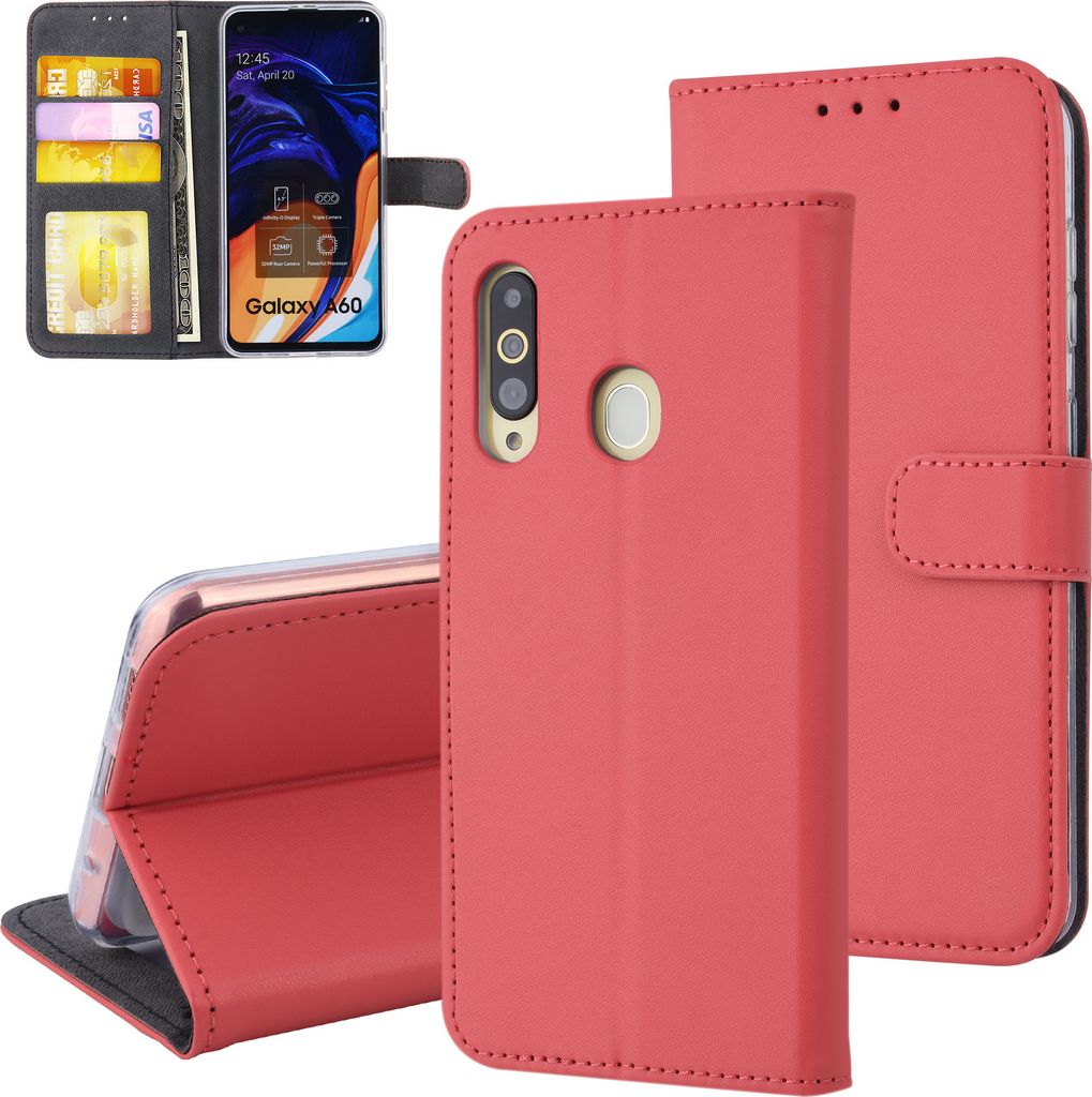 Samsung Galaxy A60 Card holder Red Book type case for Galaxy A60 Magnetic closure