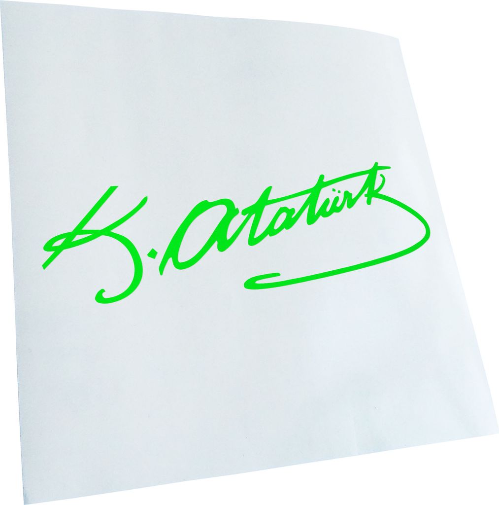 Kiwistar - Autoaufkleber - Mustafa Kemal Atatürk - Neongrün - 40x13cm - Aufkleber für Auto, Laptop, Fahrrad, LKW, Motorrad mehrfarbig JDM Decal ...