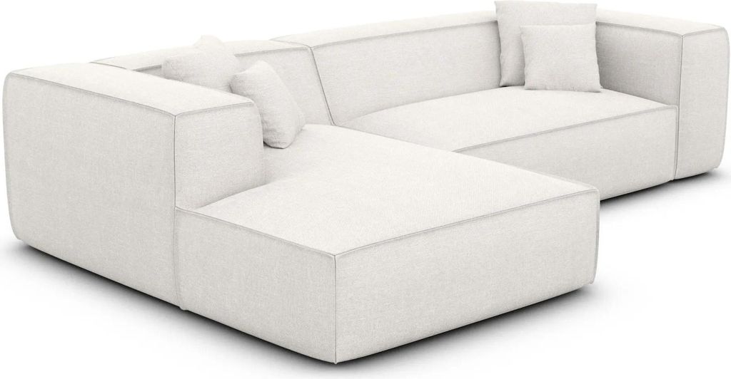 Strukturstoff L-Form Sofa Arelia Weiß Links