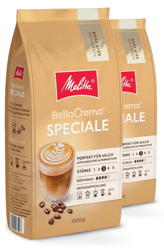 Melitta BellaCrema Speciale Kaffee-Bohnen, ungemahlen, für Produktbild 