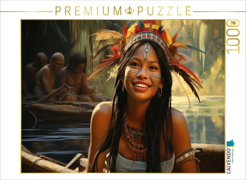 CALVENDO Puzzle Junge Frau aus einer alten südamerikanischen Hochkultur - Maya Inka | 1000 Teile Lege-Größe 64x48cm Foto-Puzzle für glückliche...