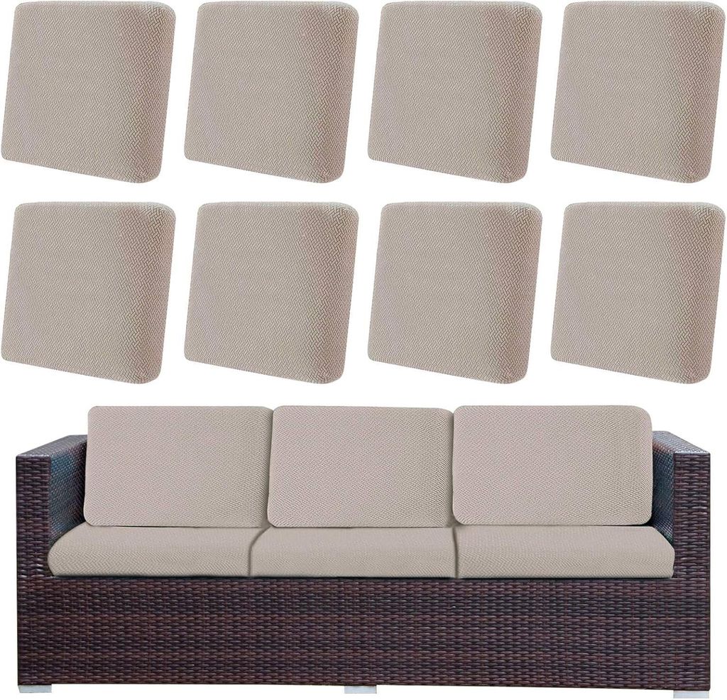 Outdoor Patio Sitzkissenbezug, Stretch Sofakissenbezüge Sofabezüge Abnehmbar Terrasse Gartenpolster Ersatzbezug für Rattan Ecksofa Terrassenmöb...
