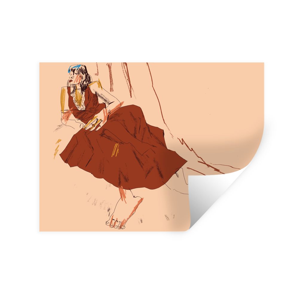 MuchoWow Wandtattoo Wandsticker Wandaufkleber Frau - Abstrakt - Porträt - Kunst 160x120 cm Selbstklebend und Repositionierbar - Selbstklebend - ...
