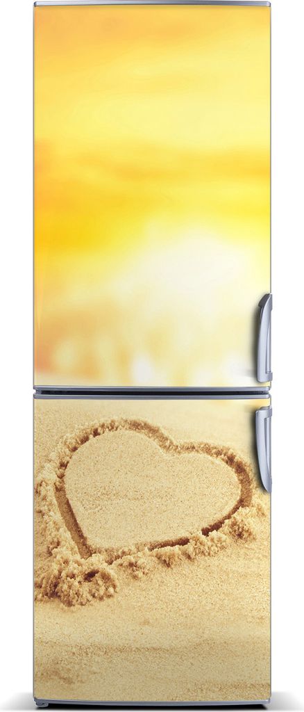 Tulup Kühlschrankdekoration - Magnetmatte - 70 cm x 190 cm - Magnet auf dem Kühlschrank - Herz auf dem Strand