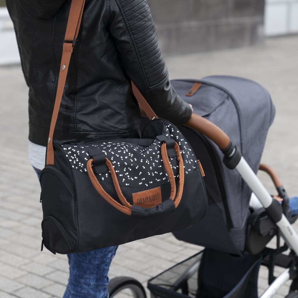 Badabulle Wickeltasche Pocketstyle Black Caramel, mit extra viel Stauraum und Innenfächern