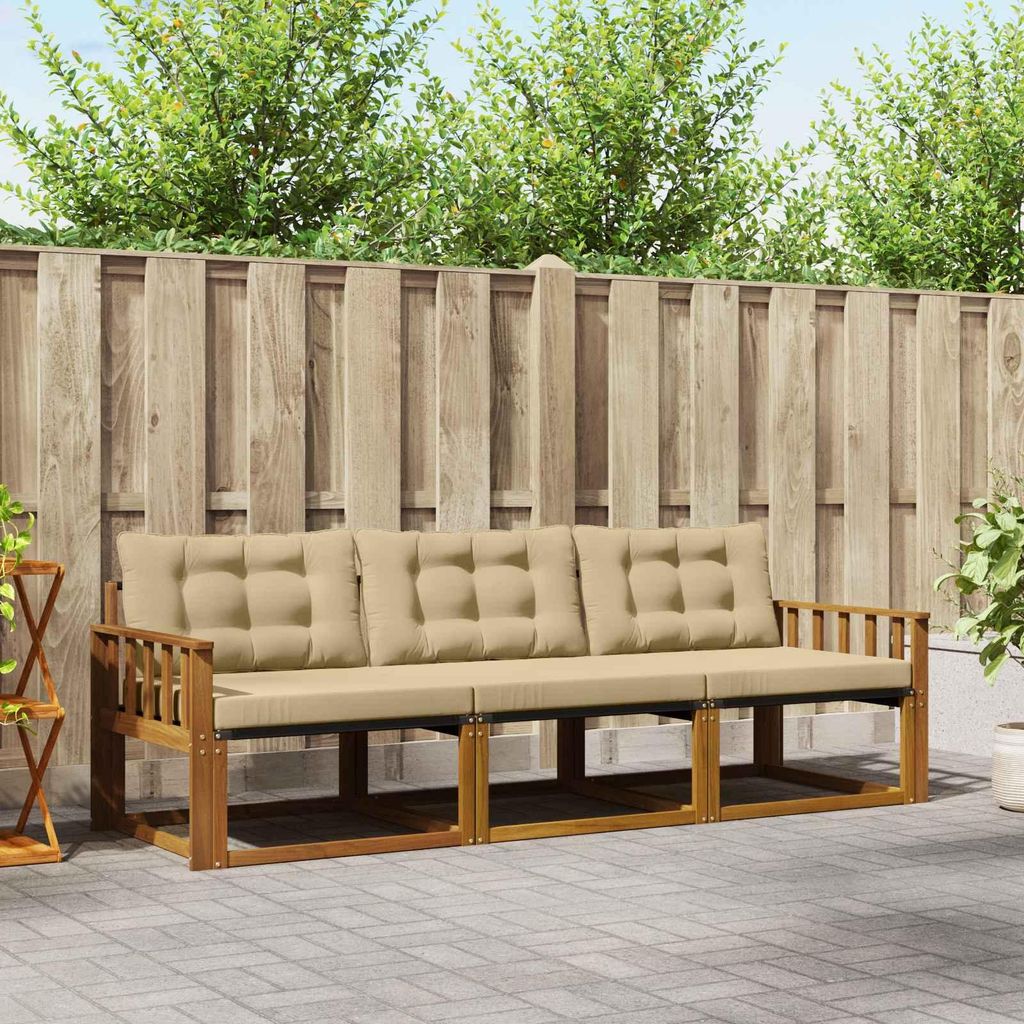 (Robust Möbel)Outdoor-Sofagarnitur - CLORIS - Balkonmöbe/Sitzgruppe - mit Kissen 3 pcs - Moderne Design - Natur und Beige - Gartensofas NeuM...