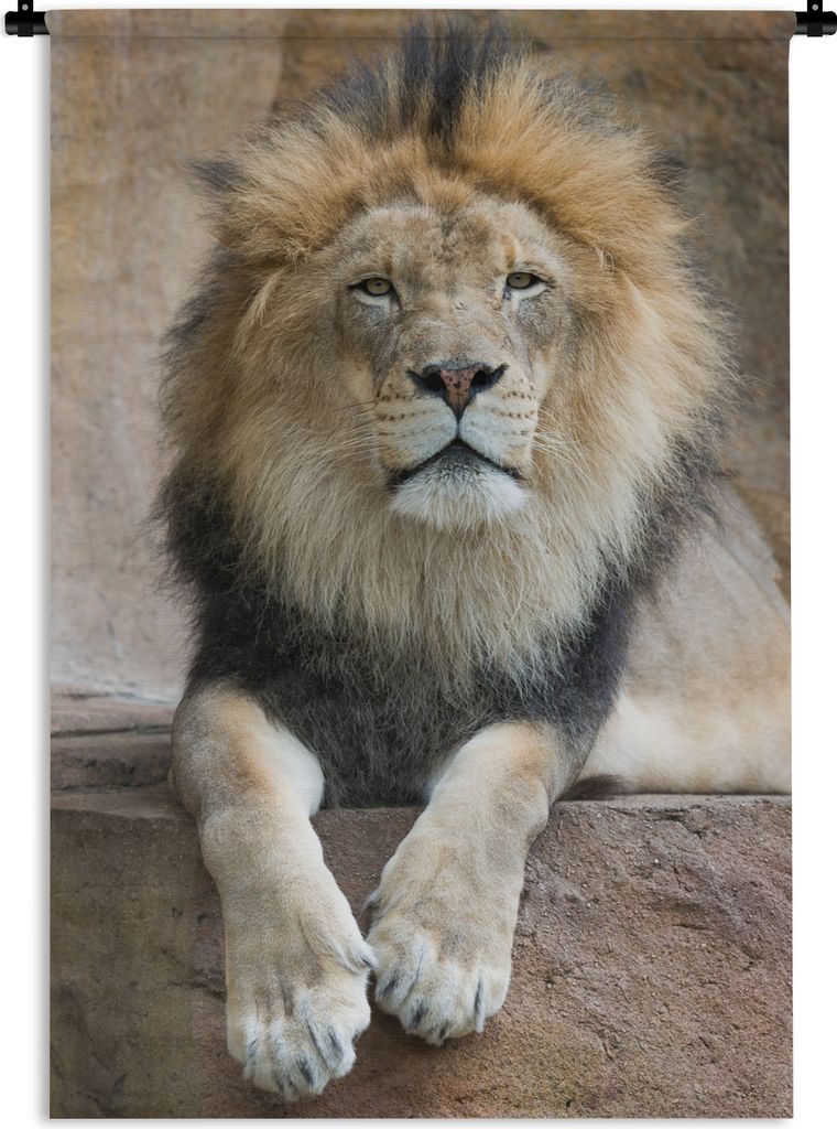 MuchoWow Wandteppich Wandbehang Löwe - Steine - Porträt 120x180 cm Tapisserie Dekoration Wandtuch - Schlafzimmer - Dekorationen für das Haus