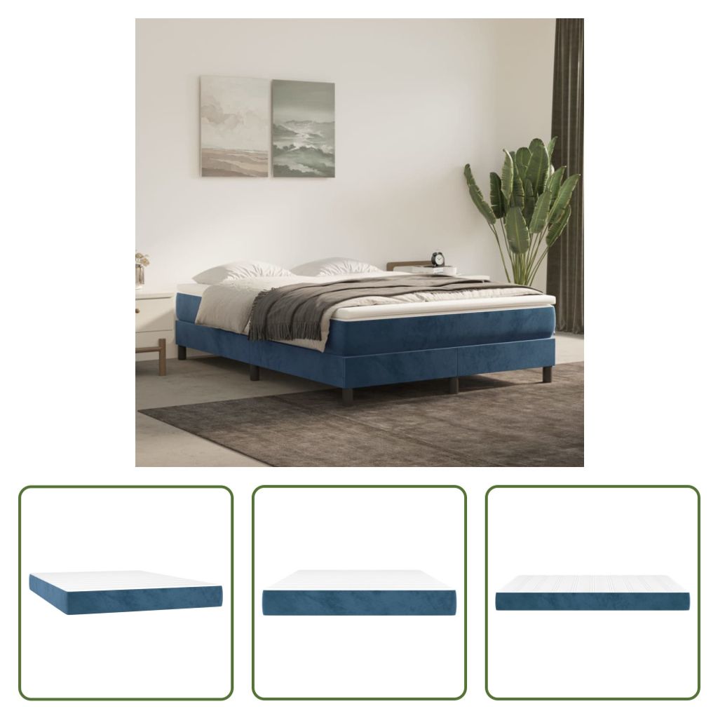 The Living Store Taschenfederkernmatratze Dunkelblau 140x200x20 cm Samt
