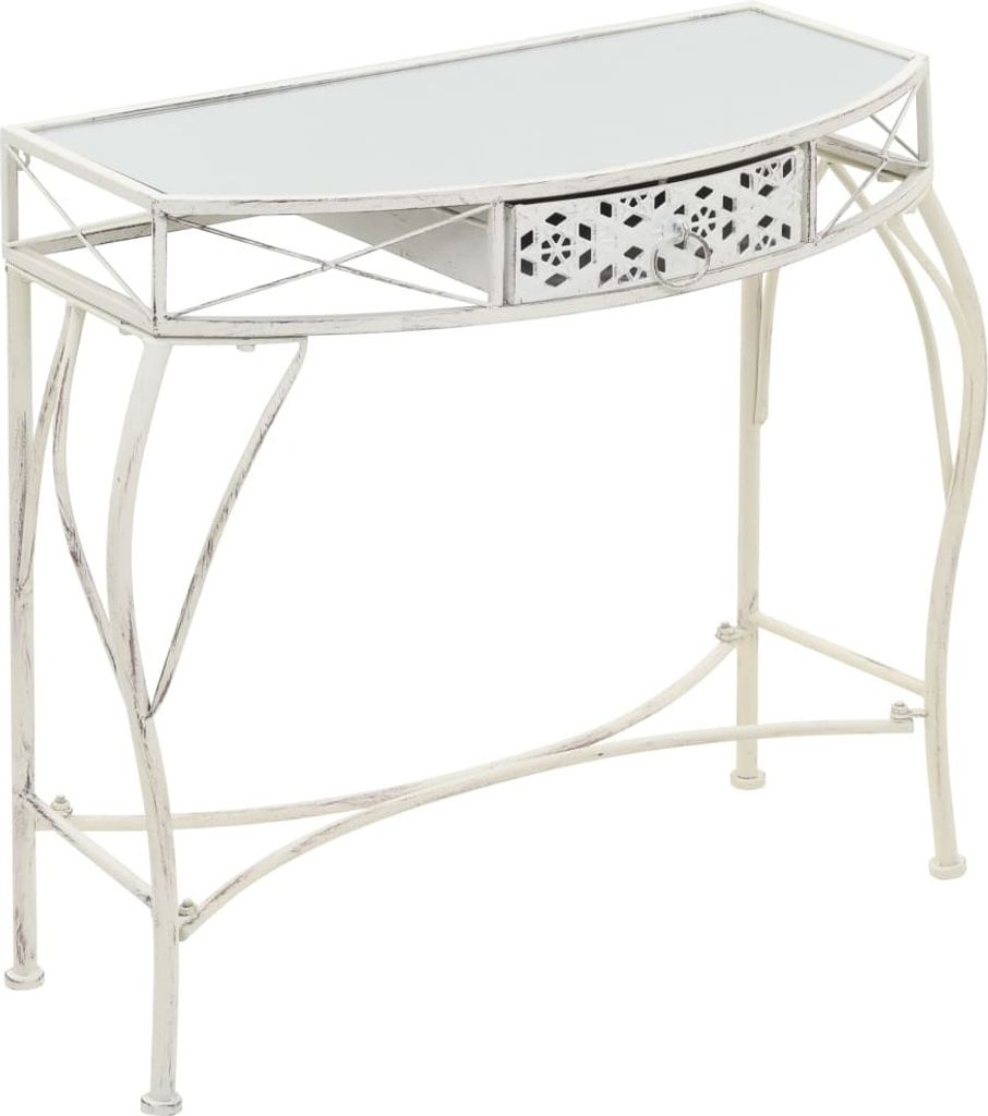 The Living Store Beistelltisch Französischer Stil Metall 82x39x76 cm Weiß
