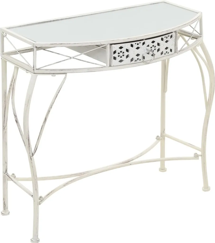 vidaXL Tavolino Metallo Stile Francese Bianco 82x39x76 cm Shabby Chic