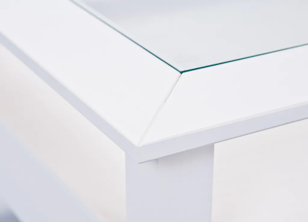 Table basse de salon blanche Pall dotée d'une tablette de rangement - 10