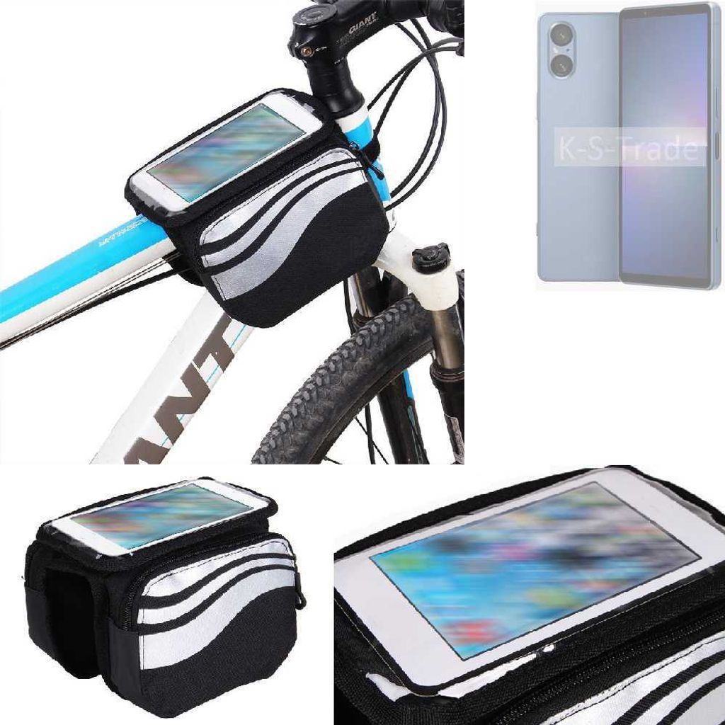 K-S-Trade Rahmentasche Fahrrad-Halterung kompatibel mit Sony Xperia 5 V Rahmenhalterung Fahrrad Handyhalterung Fahrradtasche Handy Smartphone
