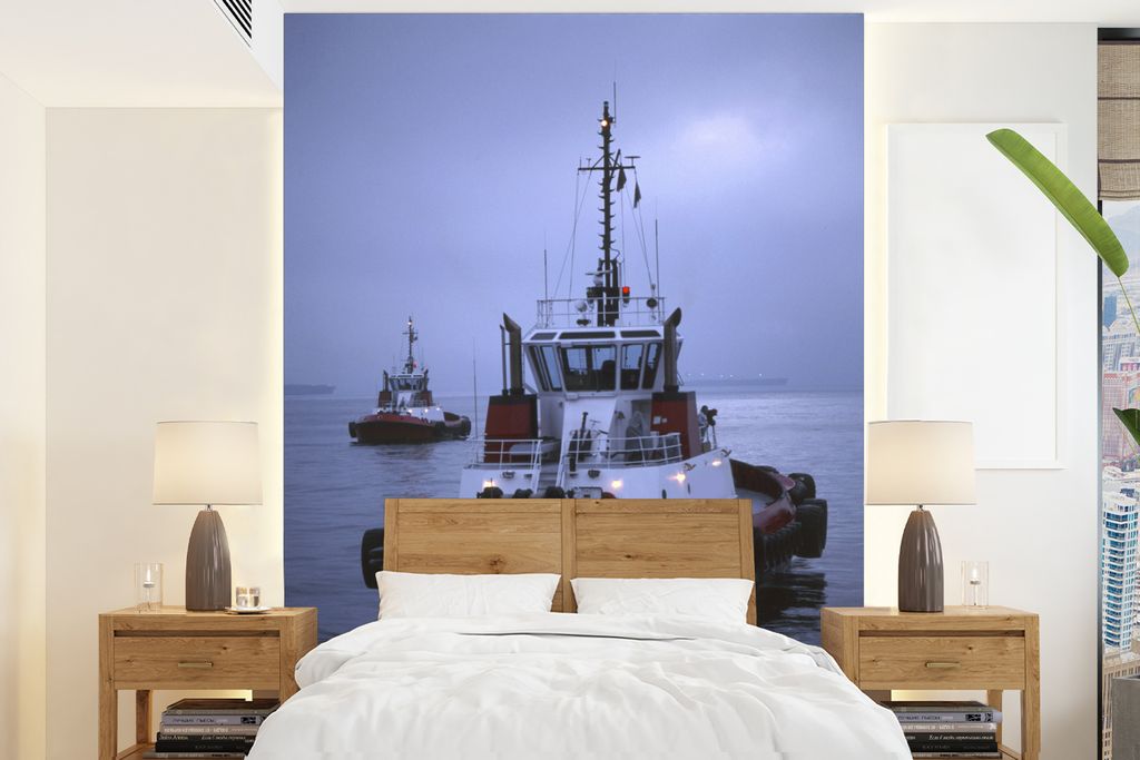 MuchoWow Fototapete für Wohnzimmer oder Schlafzimmer Wandtapete Vinyl Motivtapete Schlepper sucht einen Platz für die Nacht - 175x240 cm - Schl...