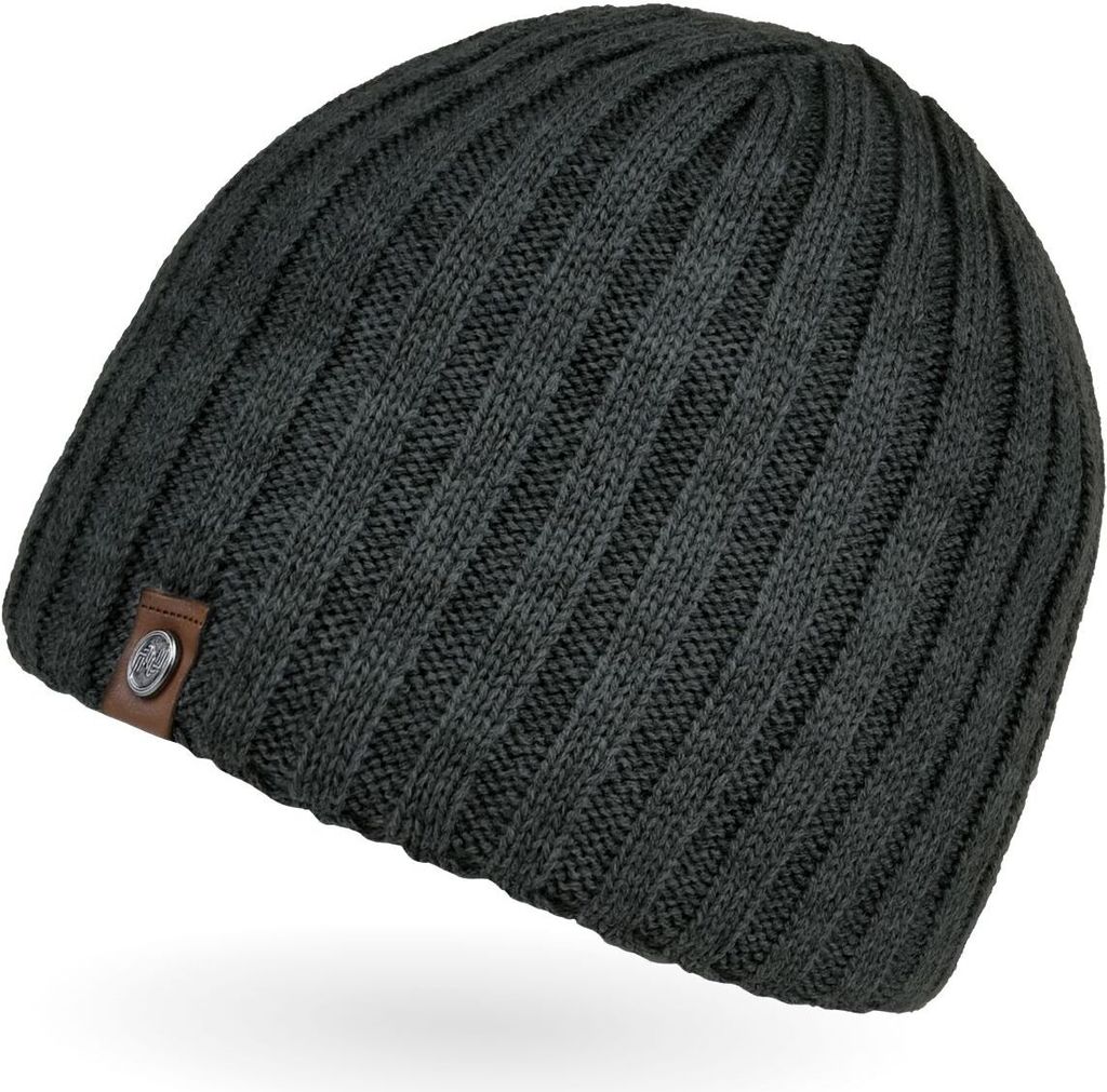 Herren Beanie Wintermütze Strickmütze Rippstrick Neverless dunkelgrau