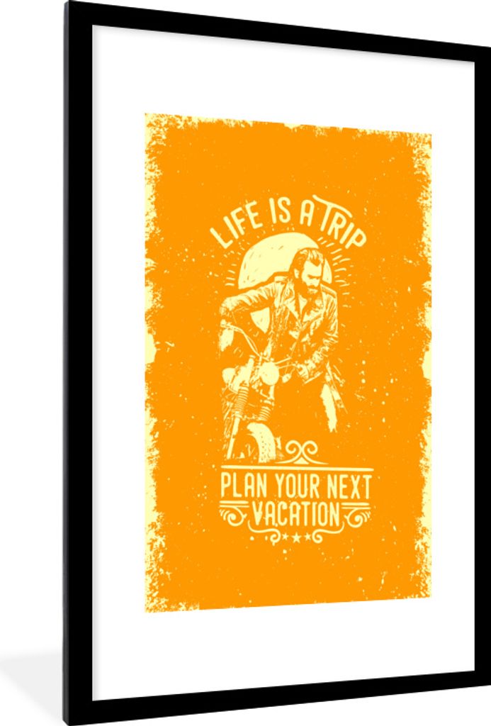 MuchoWow MuchoWow Gerahmtes Poster Jahrgang - Motorrad - Design 60x90 cm - Poster mit zchwarzem Bilderrahmen - Dekoration - Wandposter Wohnzimm...