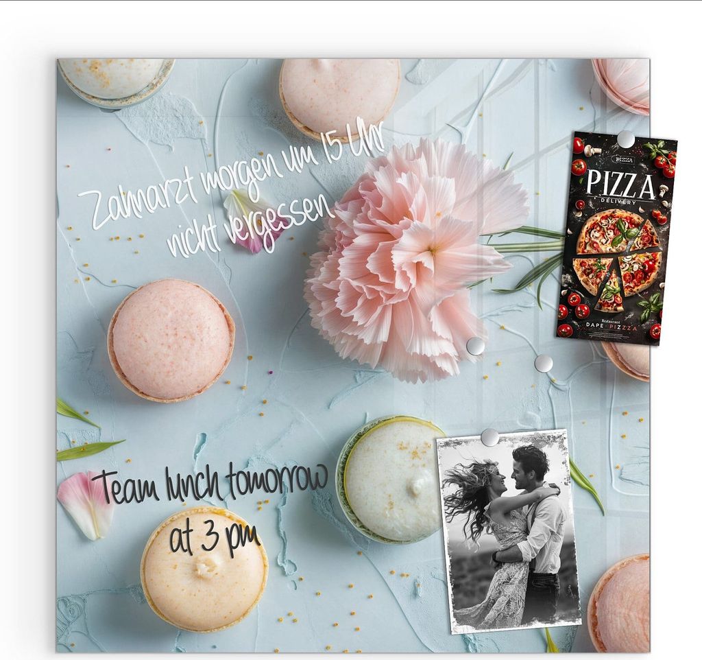 Magnettafel 50x50cm Pinnwand Whiteboard beschreibbar - Französische Macarons