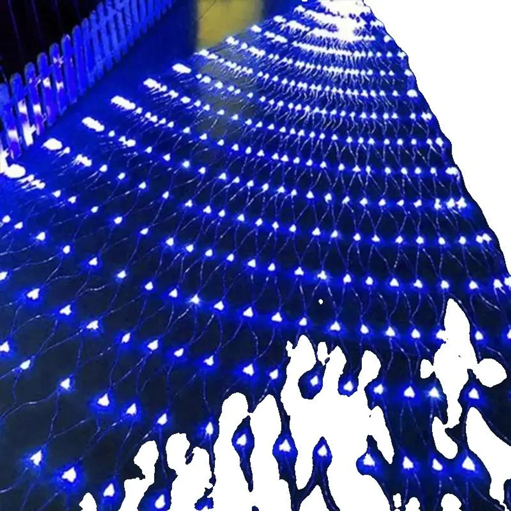 Décoration de Noël bleue : Guirlande lumineuse LED 3x2m étanche 8 modes