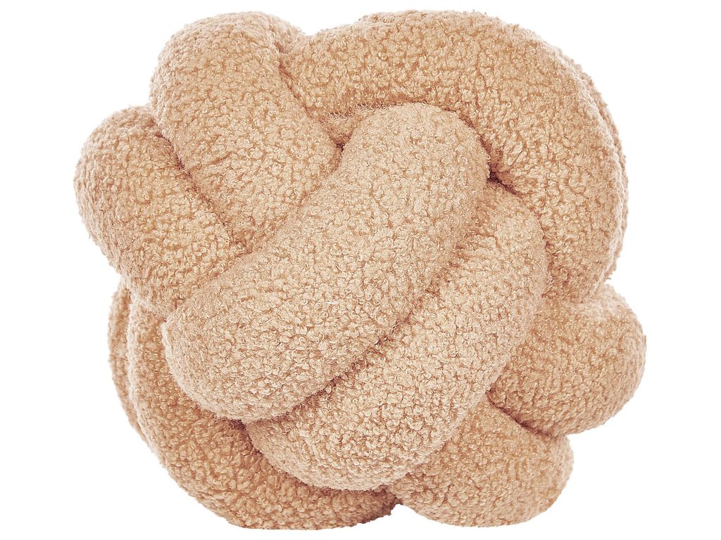 BELIANI Dekoratives Zierkissen Beige Boucle Knoten Kissen Produktbild 