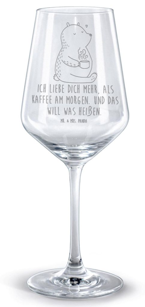 Mr. & Mrs. Panda Weinglas Bär Morgenkaffee - Transparent - Geschenk, Rotweinglas mit Gravur, für Freundin, Partner, glas rotwein, Hochzeitstag, V...