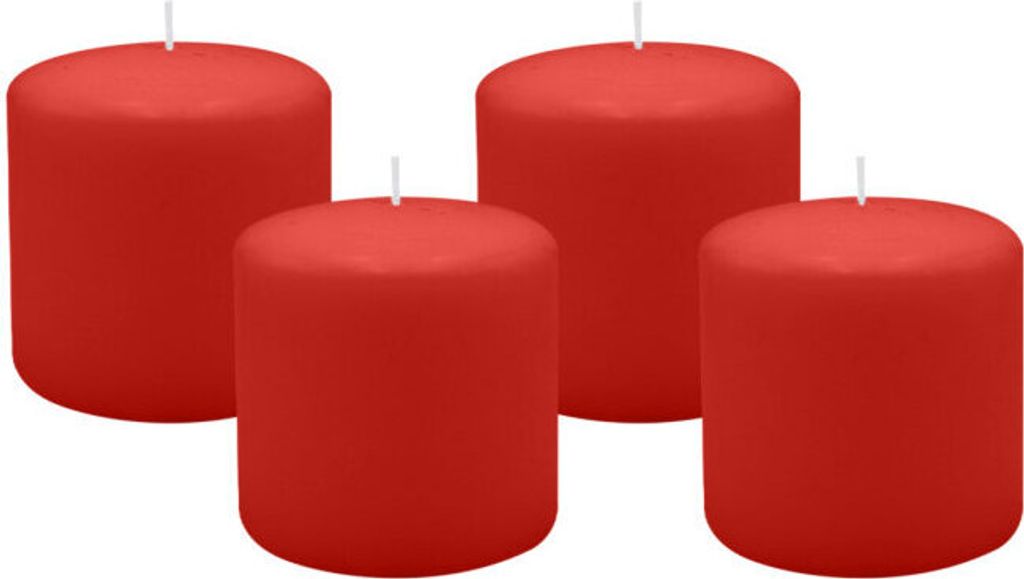 4er Set Adventskranzkerzen Weihnachtsrot Erdbeere Ø 100 x Produktbild 