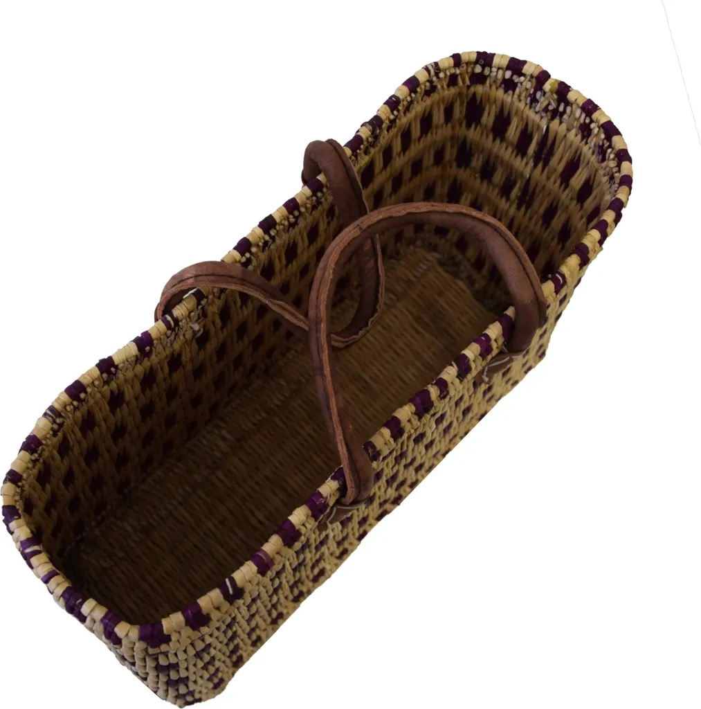 Sac panier violet en jonc de mer artisanal, format moyen et durable