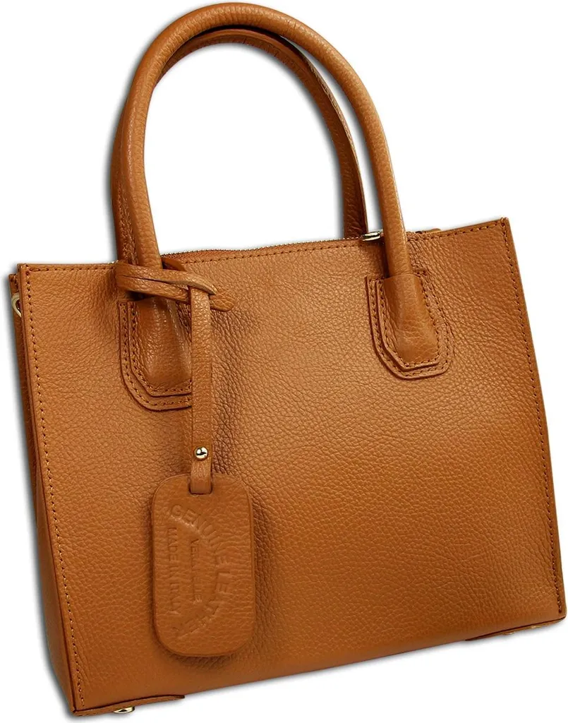 Sac en cuir camel Toscanto OTTM110SC avec double porté main et épaule