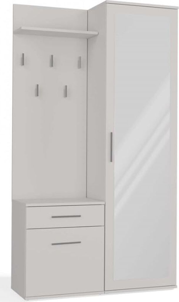 BDW Set Vestiaire duo avec miroir, armoire, blanc, Image du produit 