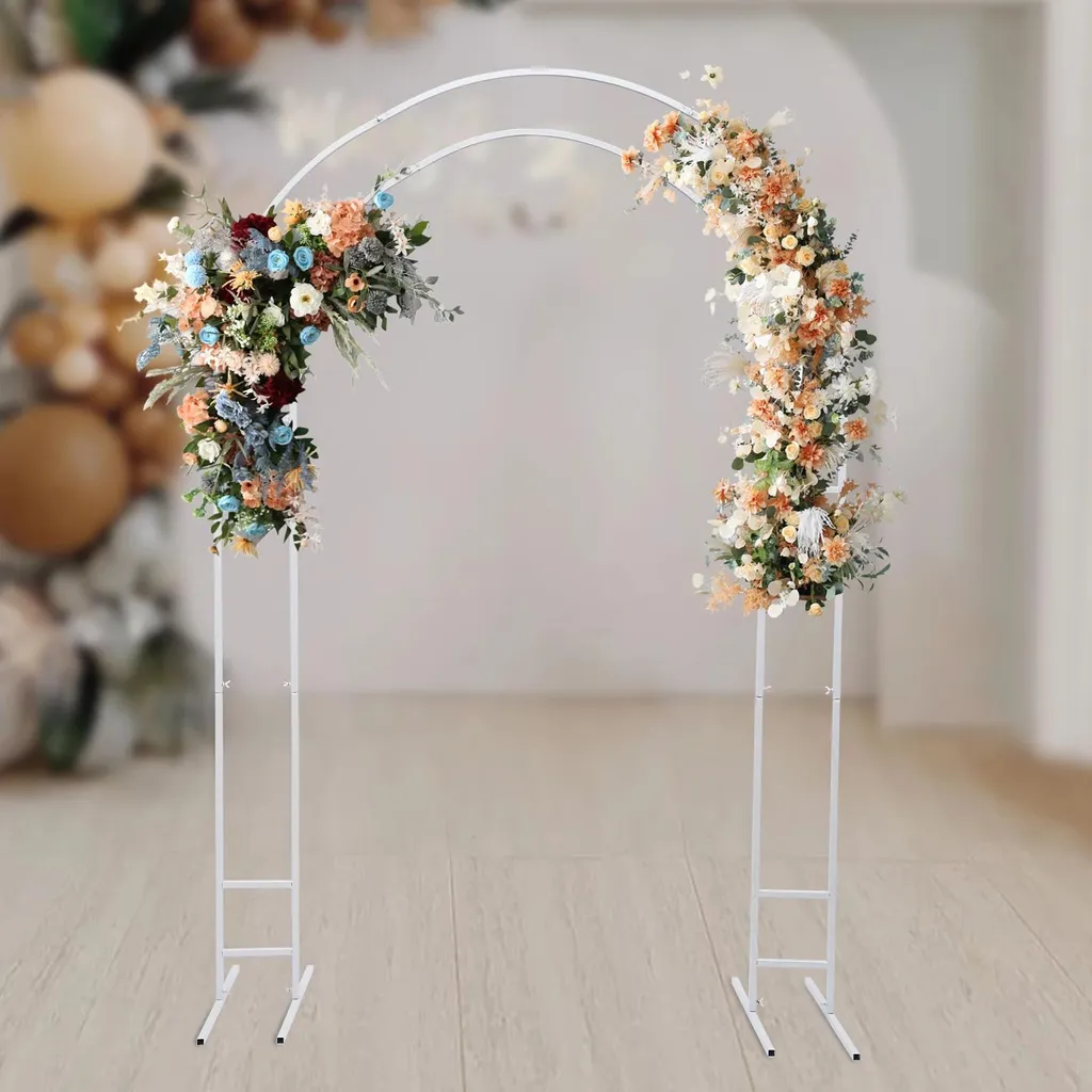 Arche décorative de jardin en métal blanc support pour fleurs et fêtes - 5