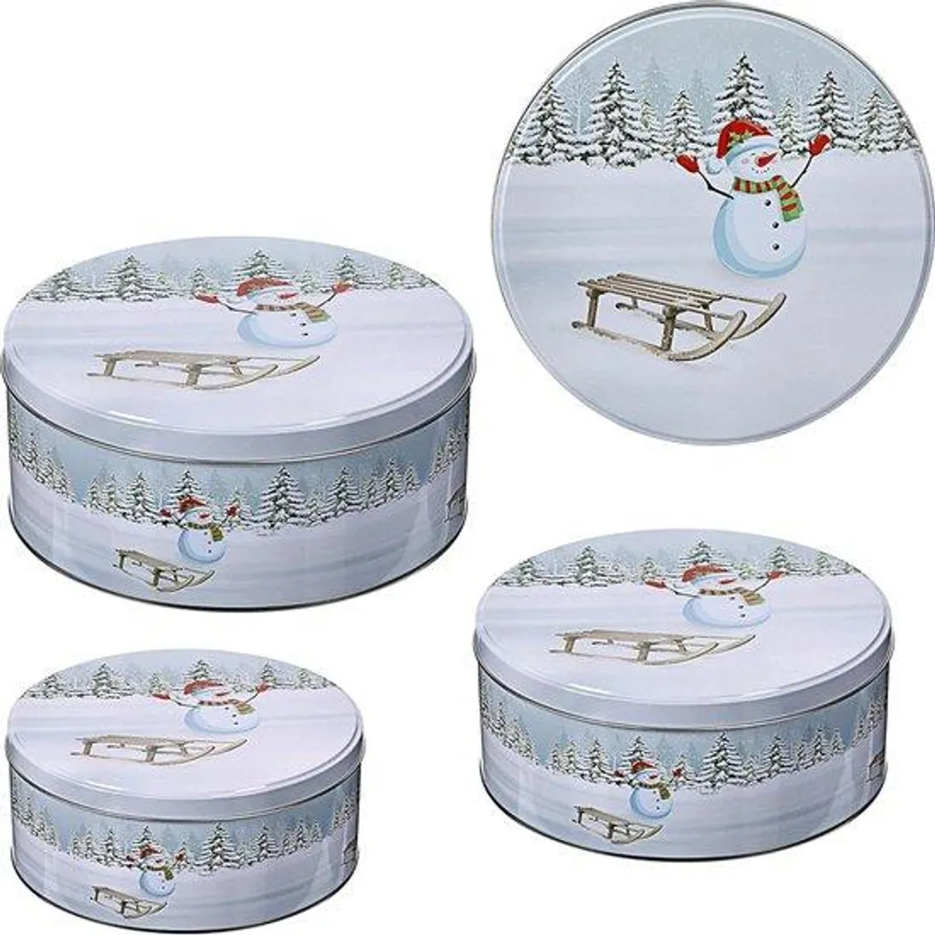 Lot 3 Boîtes Biscuits de Noël Métal - Couvercle Hermétique et Rond