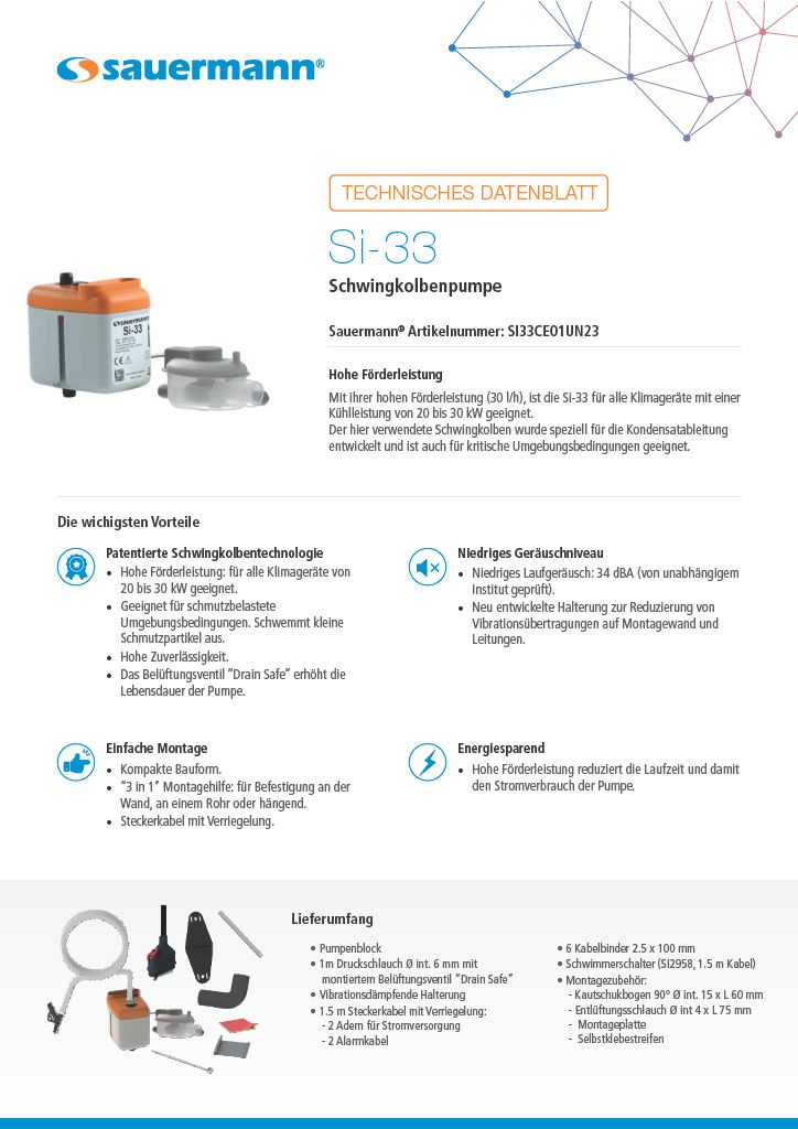 Sauermann Si-33 Schwingkolbenpumpe Produktbild 