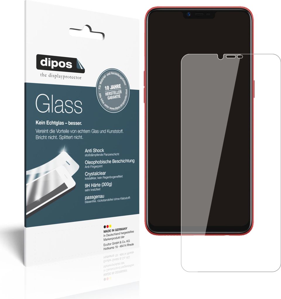 1x Schutzfolie für OPPO A3S - Anti-Shock 9H Folie dipos Glass Kunststoffglas
