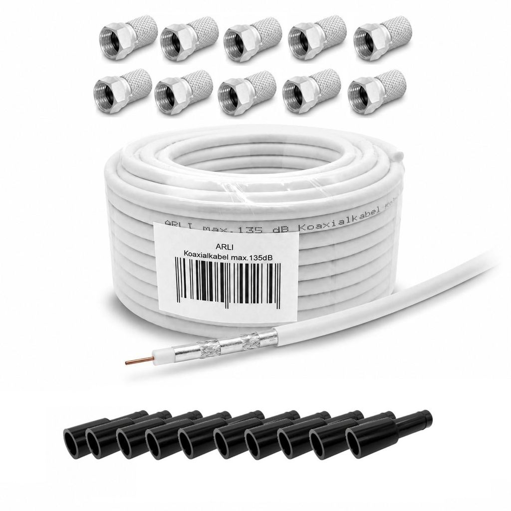 50m ARLI Koaxialkabel – max. 135 dB 5-fach geschirmt + 10x Produktbild 