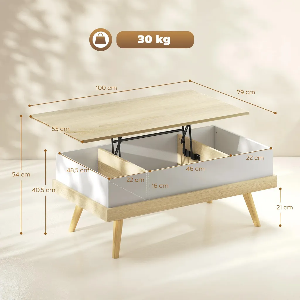 Table basse blanche idéale pour manger devant la télé avec rangements - 3