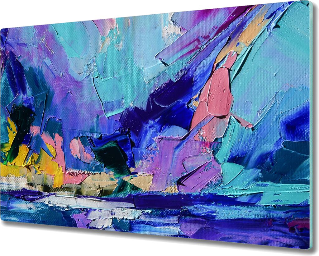 Coloray Hackbrett Kochplattenabdeckung Herdabdeckplatte 80x52 cm Schneidebrett Küchenbrett - abstrakte Farbe