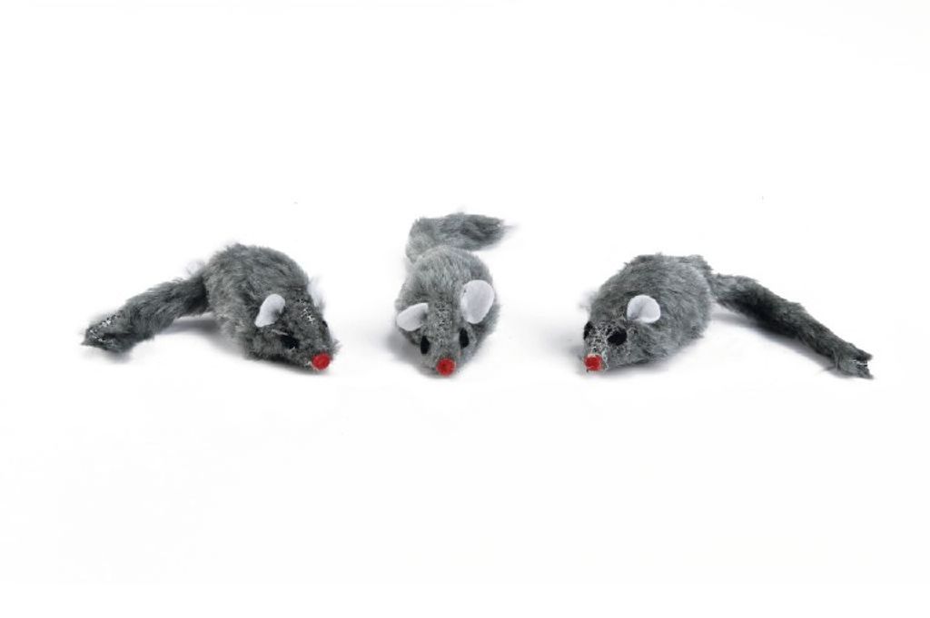 Beeztees Maus - Katzenspielzeug - grau - 5x3x2,5 cm - 3Stk.