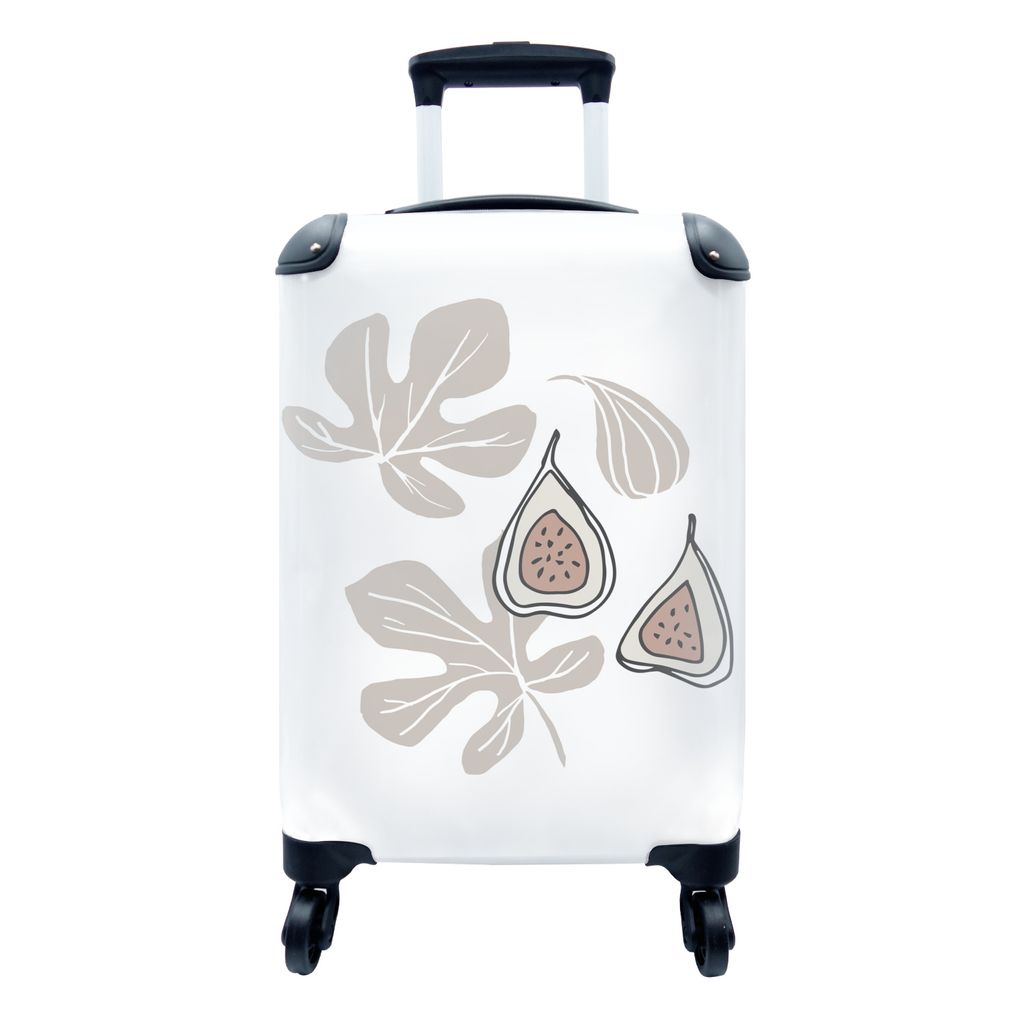 MuchoWow Koffer Handgepäck Trolley Rollkoffer Kleine Reisekoffer mit 4 Rollen - Sommer - Feige - Weiß - Cabin Size < 55x40x23 cm & 55x40x20 cm ...