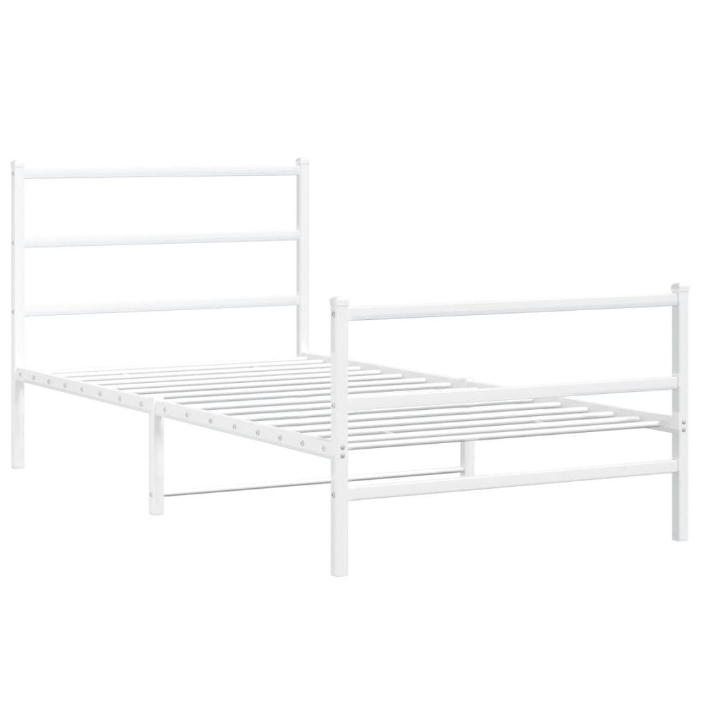 Bettgestell mit Kopf- und Fußteil Metall Weiß 107x203 cm